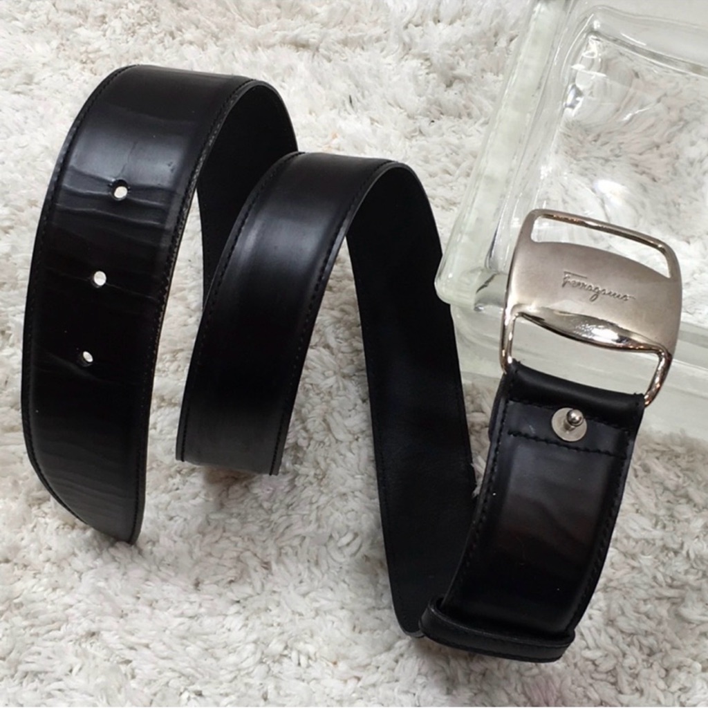 Ferragamo Black Leather Belt